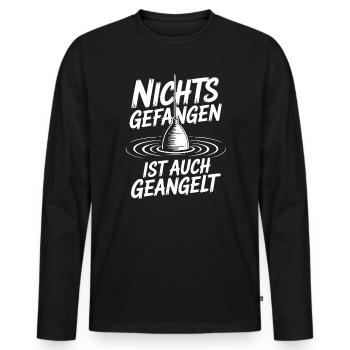 Nichts Gefangen Ist auch Geangelt - Männer Premium Bio Langarmshirt - Schwarz - Vorne - Nico (187cm)