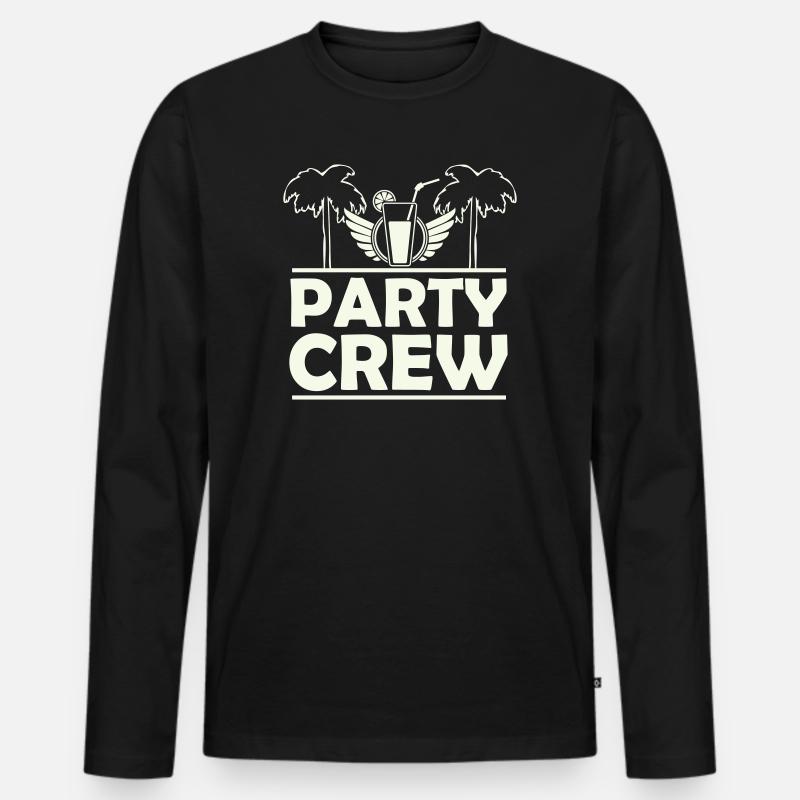 Party Crew Palmen - Männer Premium Bio Langarmshirt - Schwarz