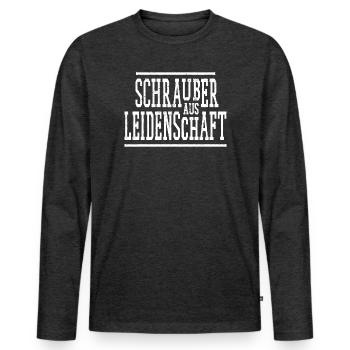 Profi Schrauber - Männer Premium Bio Langarmshirt - Anthrazit meliert - Vorne - Nico (187cm)