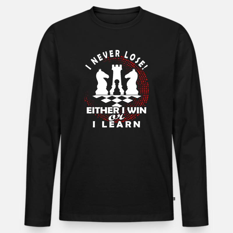 Schachmentalität: Gewinnen oder lernen - Männer Premium Bio Langarmshirt - Schwarz