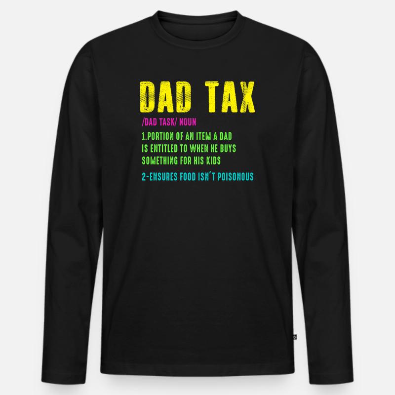 Papa Steuer Neon Humor Tee - Männer Premium Bio Langarmshirt - Schwarz