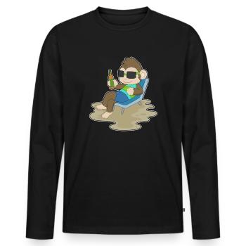 Monkey Bottle of Beer - Men's Premium Organic Long Sleeve Shirt - black - Front - Nico (187cm)