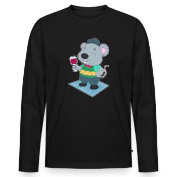 Mouse Red Wine - Men's Premium Organic Long Sleeve Shirt - black - Front - Nico (187cm)