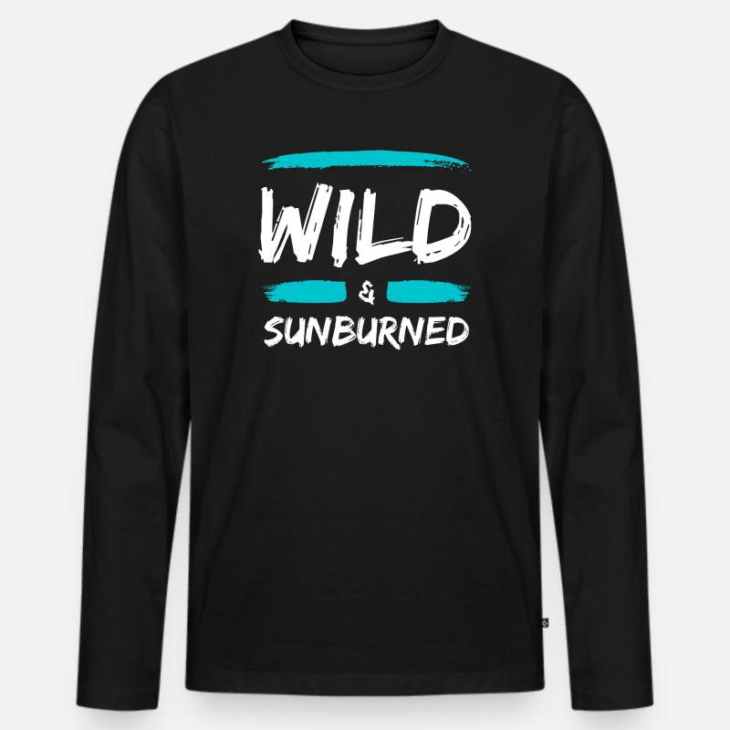 Wild & Sunburned Pinsel Text - Männer Premium Bio Langarmshirt - Schwarz
