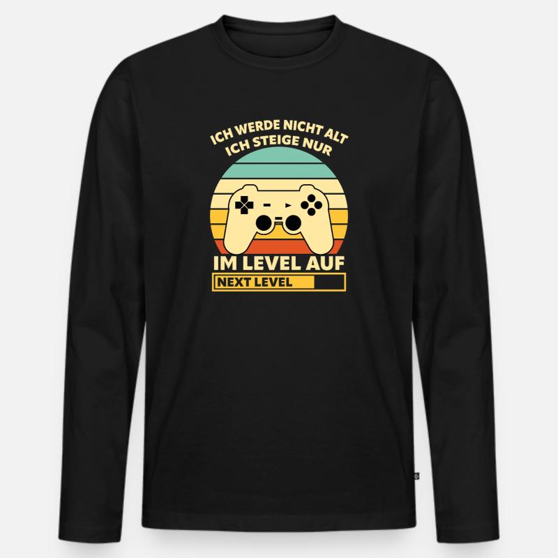 Levelaufstieg Retro-Controller Design - Männer Premium Bio Langarmshirt - Schwarz