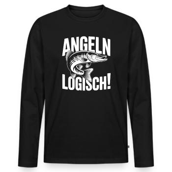 Angeln Logisch! - Männer Premium Bio Langarmshirt - Schwarz - Vorne - Nico (187cm)