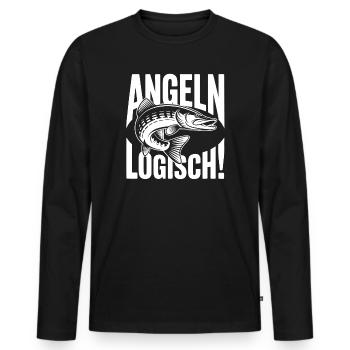 Angeln Logisch - Männer Premium Bio Langarmshirt - Schwarz - Vorne - Nico (187cm)