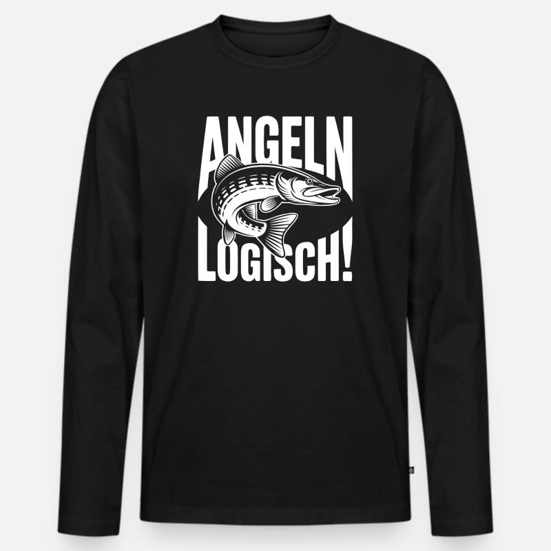 Angeln Logisch - Männer Premium Bio Langarmshirt - Schwarz