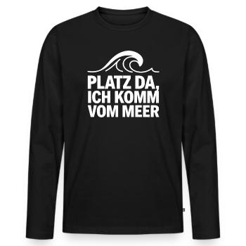  Platz Da Ich Komm Vom Meer Lustiger Spruch Für - Männer Premium Bio Langarmshirt - Schwarz - Vorne - Nico (187cm)