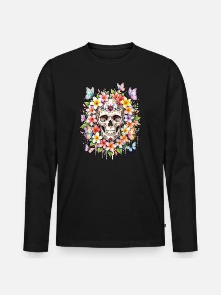 Plumeria kranieblomst - Premium økologisk langærmet T-shirt til mænd - sort