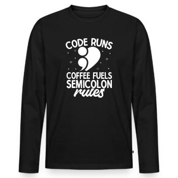 Carburant du café en point-virgule - T-shirt manches longues Premium bio Homme - noir - Devant - Nico (187cm)