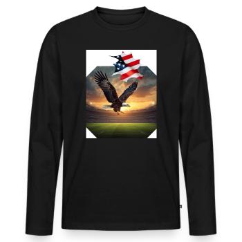 Aigle patriotique dans le stade - T-shirt manches longues Premium bio Homme - noir - Devant - Nico (187cm)