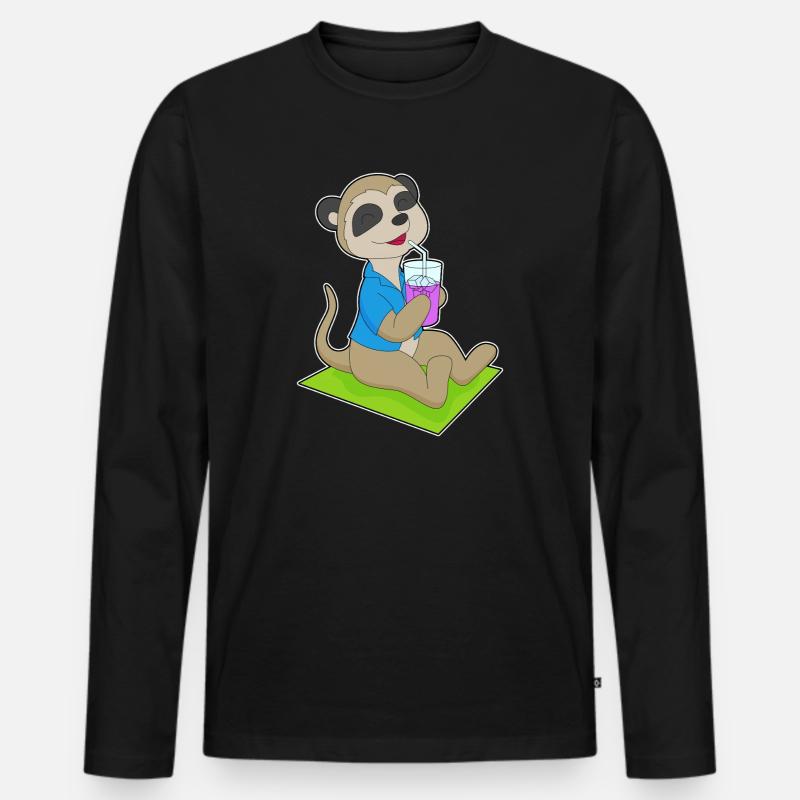 Erdmännchen Strand Getränk Sommer - Männer Premium Bio Langarmshirt - Schwarz