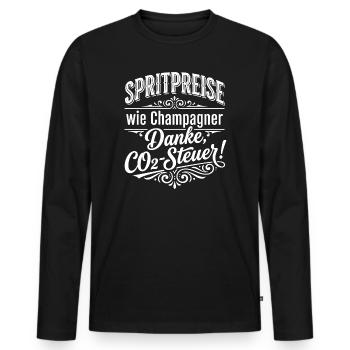Spritpreise wie... - CO2 Steuer - Männer Premium Bio Langarmshirt - Schwarz - Vorne - Nico (187cm)