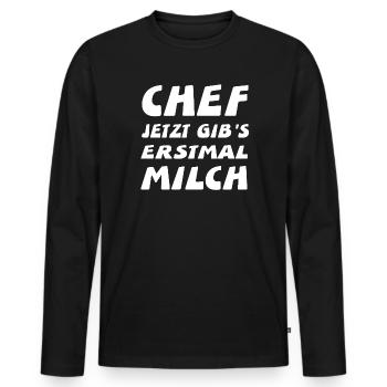 Chef - Männer Premium Bio Langarmshirt - Schwarz - Vorne - Nico (187cm)