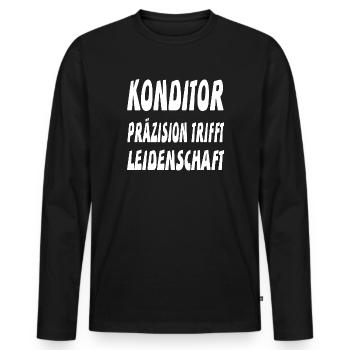 Konditor - Männer Premium Bio Langarmshirt - Schwarz - Vorne - Nico (187cm)