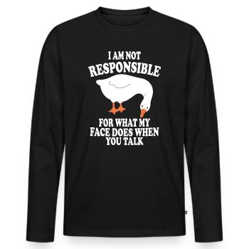 Not Responsible Goose  - Men's Premium Organic Long Sleeve Shirt - black - Front - Nico (187cm)