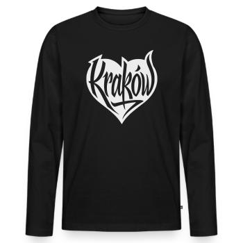 Krakau, Krakow Herz Graffiti - Männer Premium Bio Langarmshirt - Schwarz - Vorne - Nico (187cm)