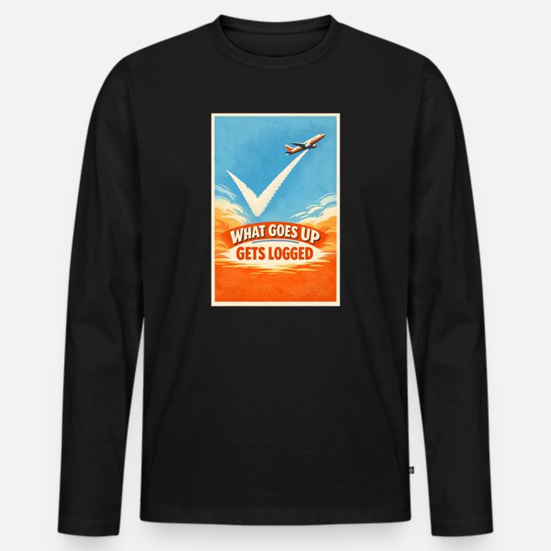 Was hochgeht wird geloggt | Plane Spotter - Männer Premium Bio Langarmshirt - Schwarz