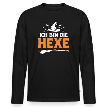 Ich bin die Hexe Halloween Design - Männer Premium Bio Langarmshirt - Schwarz - Vorne - Nico (187cm)