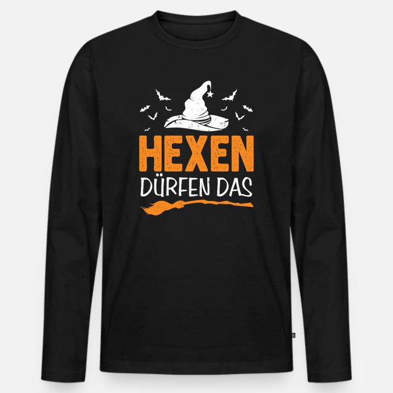 Hexen Dürfen Das Halloween  - Männer Premium Bio Langarmshirt - Schwarz