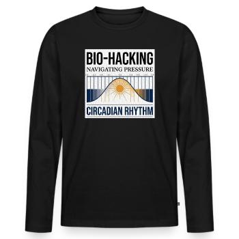 Bio Hacking - Männer Premium Bio Langarmshirt - Schwarz - Vorne - Nico (187cm)