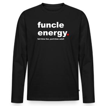 Slogan funcle drôle - T-shirt manches longues Premium bio Homme - noir - Devant - Nico (187cm)