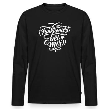 Funktioniert bei mir Programmierer Spruch - Männer Premium Bio Langarmshirt - Schwarz - Vorne - Nico (187cm)