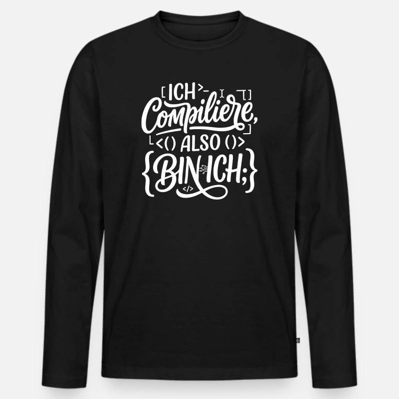 Ich compiliere also bin ich Coder - Männer Premium Bio Langarmshirt - Schwarz