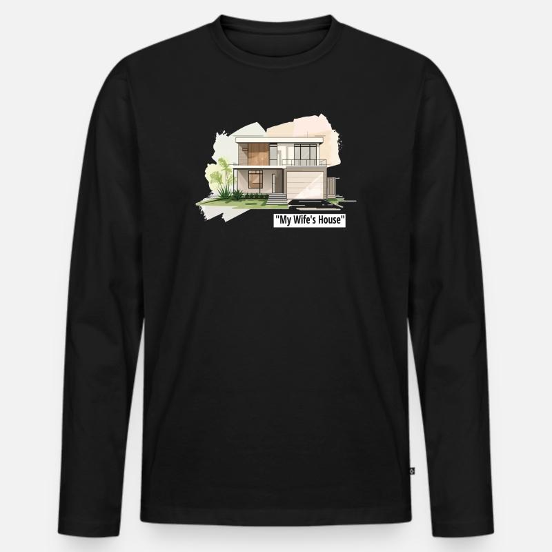 Ultramoderne Familienhausillustration - Männer Premium Bio Langarmshirt - Schwarz