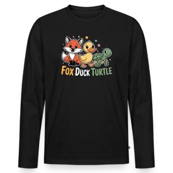  Fuchs Ente Schildkröte Niedliche Tierfreunde - Männer Premium Bio Langarmshirt - Schwarz - Vorne - Nico (187cm)