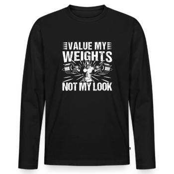 Powerlifting Bodybuilder Value Weights Not My Look - Männer Premium Bio Langarmshirt - Schwarz - Vorne - Nico (187cm)