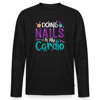 Nageldesigner Nageldesignerin Kosmetik Nagelstudio - Männer Premium Bio Langarmshirt - Schwarz - Vorne - Nico (187cm)