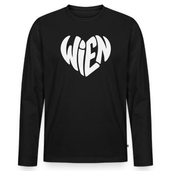Vienna Typer Heart - T-shirt manches longues Premium bio Homme - noir - Devant - Nico (187cm)