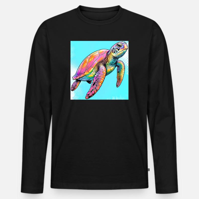 Schildkröte - Männer Premium Bio Langarmshirt - Schwarz