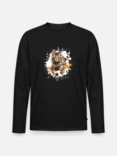 Cat Football Team - Men's Premium Organic Long Sleeve Shirt - black