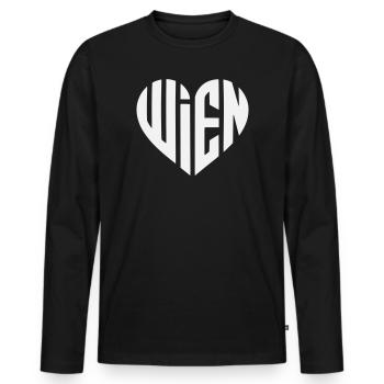 Vienna Typo Geometric Heart - Men's Premium Organic Long Sleeve Shirt - black - Front - Nico (187cm)