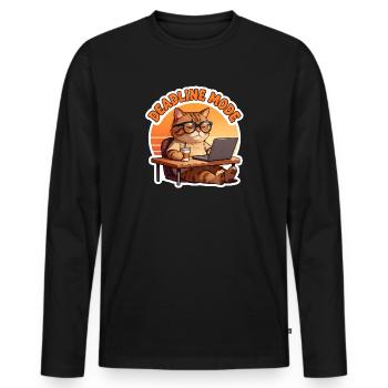 Chat au Bureau en Mode Deadline - T-shirt manches longues Premium bio Homme - noir - Devant - Nico (187cm)