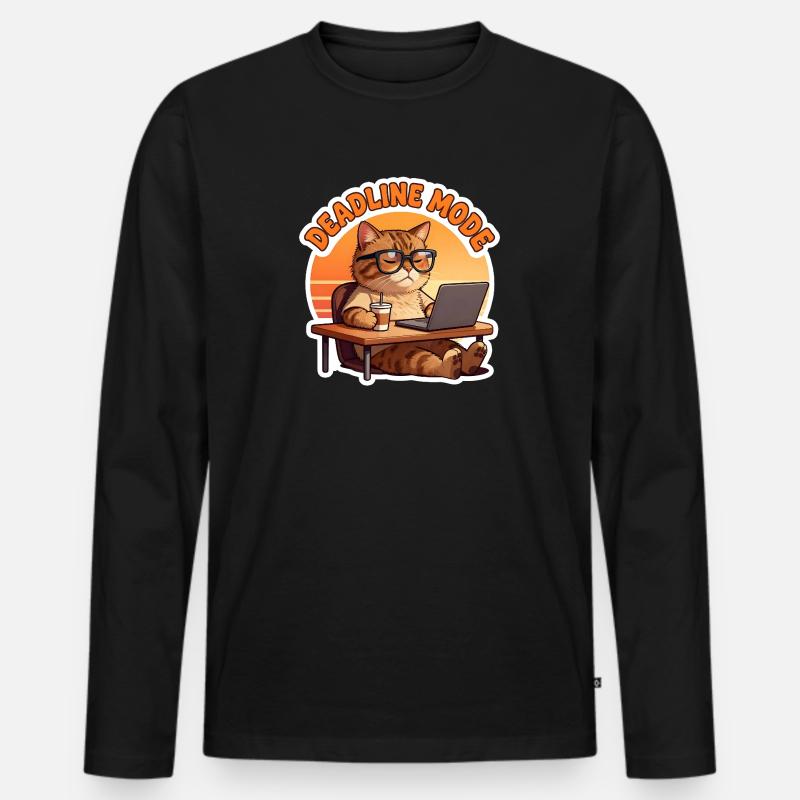 Chat im Büro im Deadline-Modus - Männer Premium Bio Langarmshirt - Schwarz