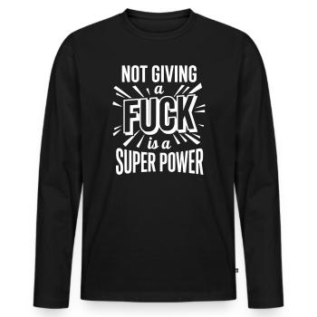 Super-pouvoir de S’en Foutre - Citation drôle et audacieuse - T-shirt manches longues Premium bio Homme - noir - Devant - Nico (187cm)