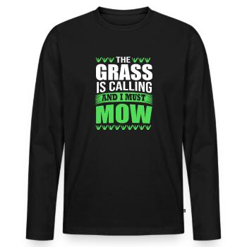 Lawn mower lawn (meadow) - Men's Premium Organic Long Sleeve Shirt - black - Front - Nico (187cm)