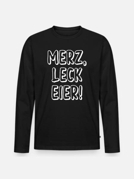 Merz Leck Eier Schriftzug - Männer Premium Bio Langarmshirt - Schwarz