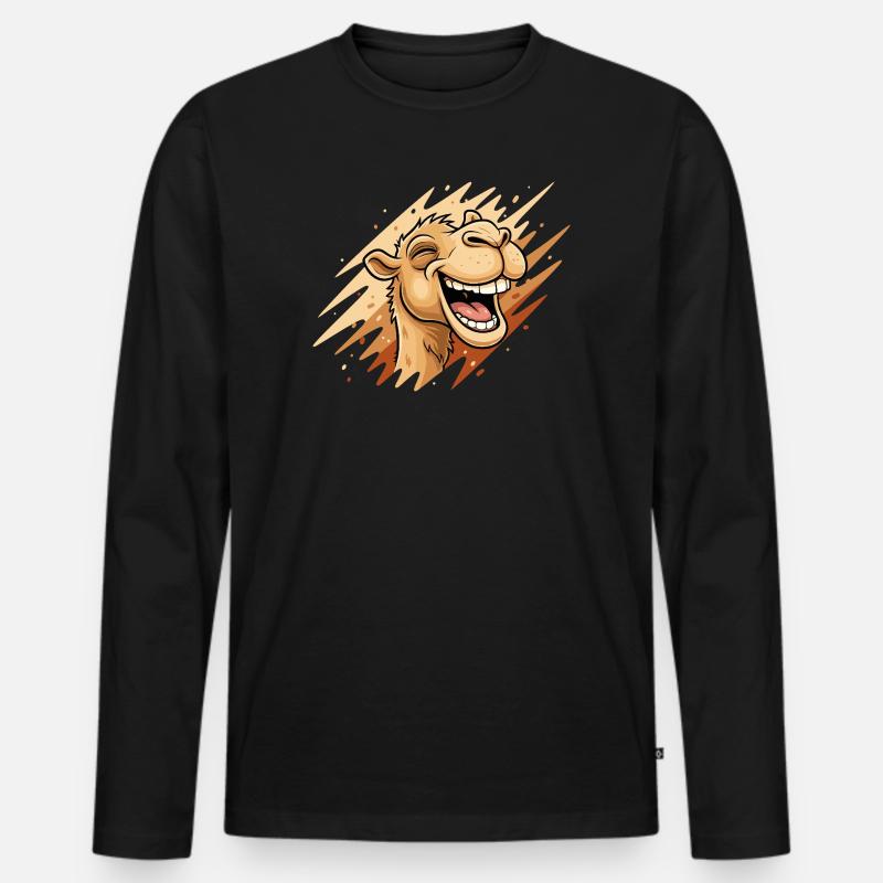 Lachendes Kamel Cartoon - Männer Premium Bio Langarmshirt - Schwarz