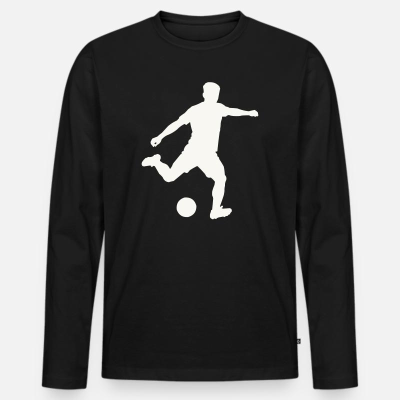 Kicker-Silhouette in Bewegung - Männer Premium Bio Langarmshirt - Schwarz