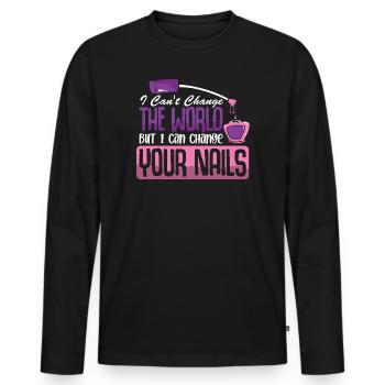 Nageldesigner Nageldesignerin Kosmetik Nagelstudio - Männer Premium Bio Langarmshirt - Schwarz - Vorne - Nico (187cm)