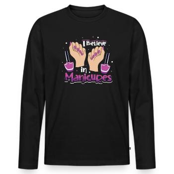 Nageldesigner Nageldesignerin Kosmetik Nagelstudio - Männer Premium Bio Langarmshirt - Schwarz - Vorne - Nico (187cm)