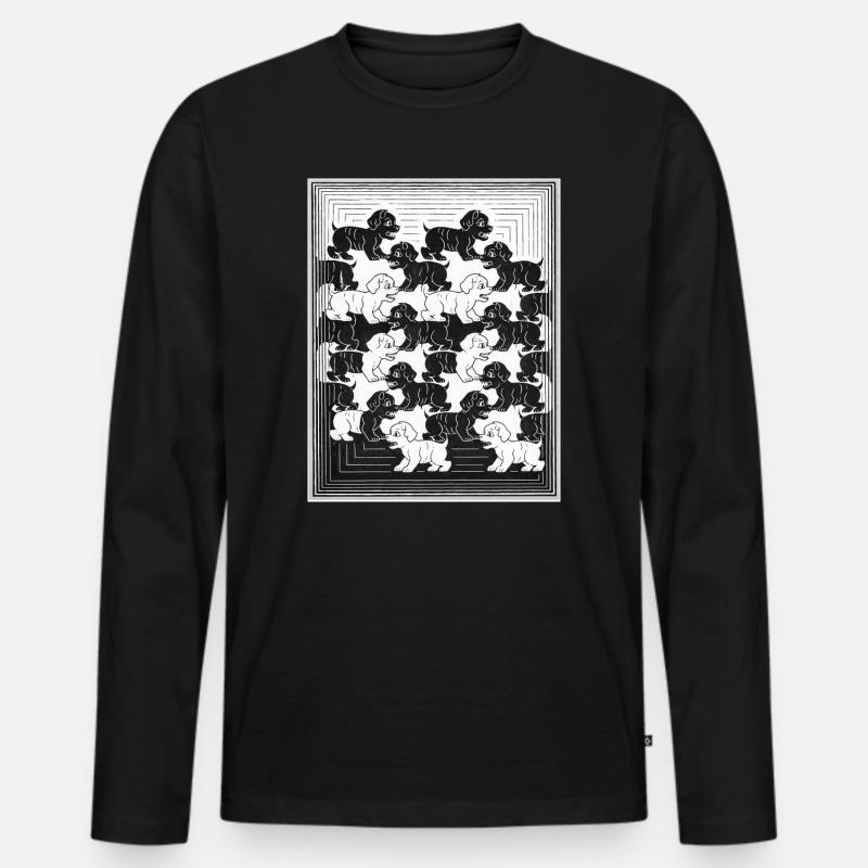 Dackelwelpen im monochromen Muster - Männer Premium Bio Langarmshirt - Schwarz