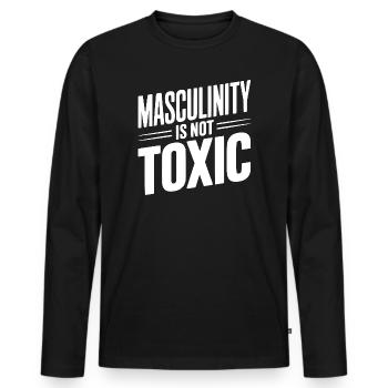 La masculinité n’est pas toxique - T-shirt manches longues Premium bio Homme - noir - Devant - Nico (187cm)