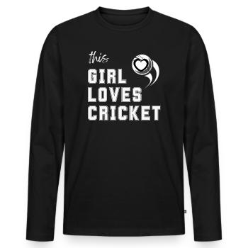 Dieses Mädchen liebt Cricket, lustige Sportarten - Männer Premium Bio Langarmshirt - Schwarz - Vorne - Nico (187cm)