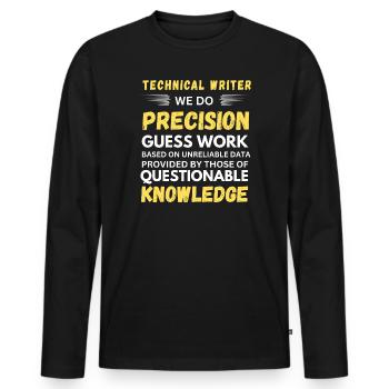 Technische Autoren-Präzisionsratsarbeit - Männer Premium Bio Langarmshirt - Schwarz - Vorne - Nico (187cm)